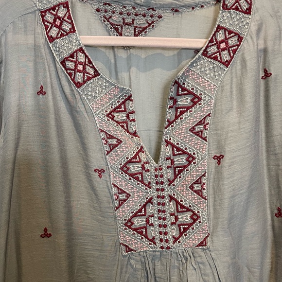 Johnny Was long gray and red tunic. SZ XL . - Picture 3 of 16